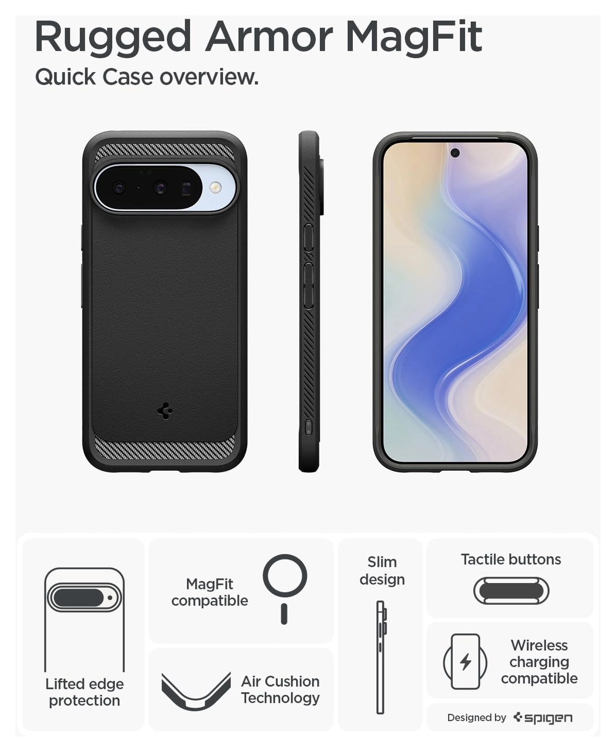 Spigen Rugged Armor MagFit Google Pixel 10 / 10 Pro Hoesje MagSafe Matte Zwart afbeelding 9