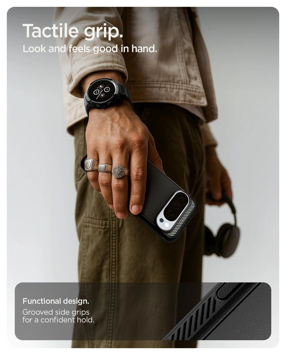 Spigen Rugged Armor MagFit Google Pixel 10 Pro XL Hoesje MagSafe Matte Zwart afbeelding 7