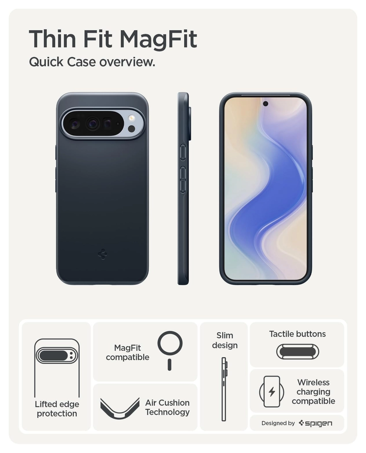 Spigen Thin Fit MagFit Google Pixel 10 / 10 Pro Hoesje MagSafe Metal Slate afbeelding 3