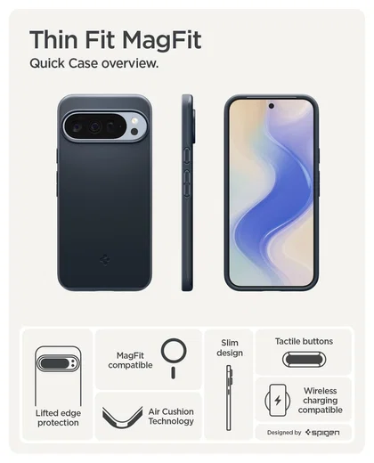Spigen Thin Fit MagFit Google Pixel 10 / 10 Pro Hoesje MagSafe Metal Slate afbeelding 3