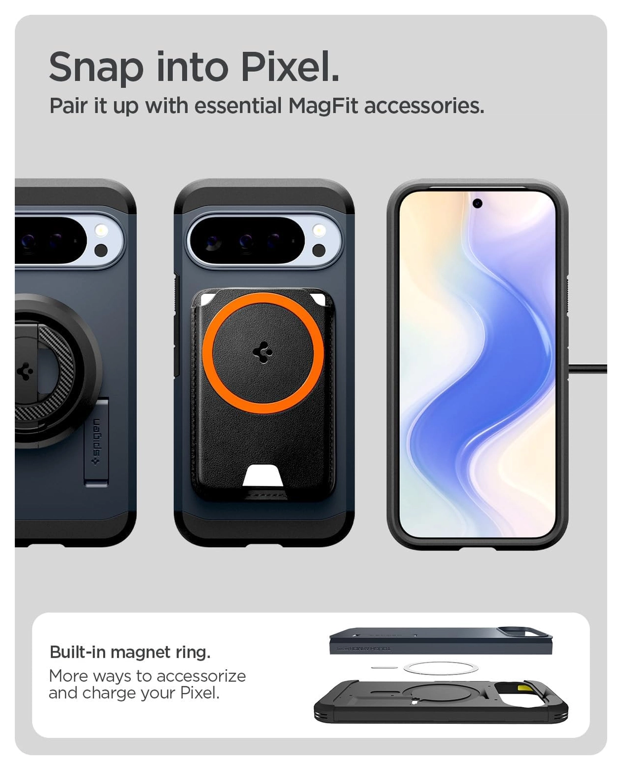Spigen Tough Armor Google Pixel 10 Pro XL Hoesje MagSafe Back Cover Metal Slate afbeelding 8