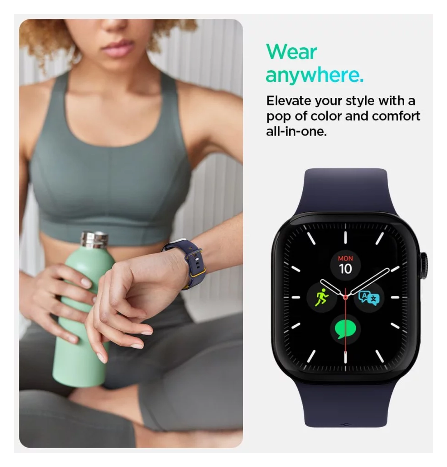 Spigen Nano Pop - Apple Watch 1-10/SE - 42/41/40/38MM Bandje - Blauw Geel afbeelding 4