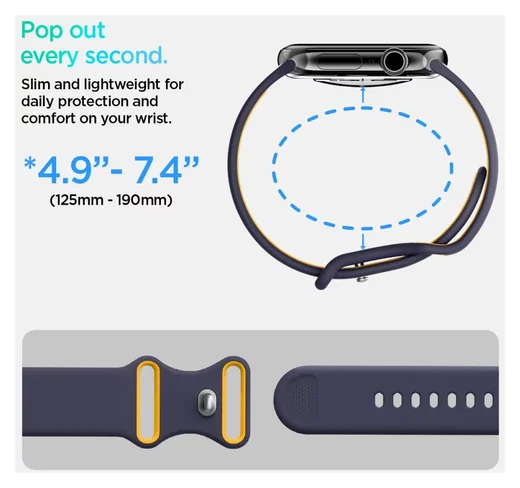 Spigen Nano Pop - Apple Watch 1-10/SE - 42/41/40/38MM Bandje - Blauw Geel afbeelding 5