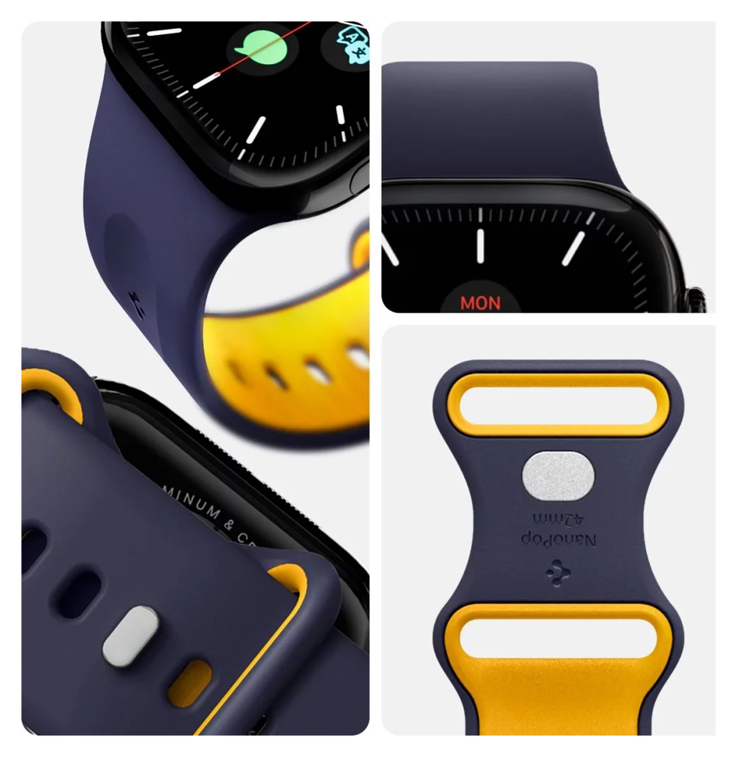 Spigen Nano Pop - Apple Watch 1-10/SE - 42/41/40/38MM Bandje - Blauw Geel afbeelding 6
