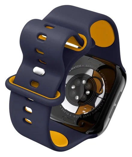 Spigen Nano Pop - Apple Watch 1-10/SE - 42/41/40/38MM Bandje - Blauw Geel afbeelding 7