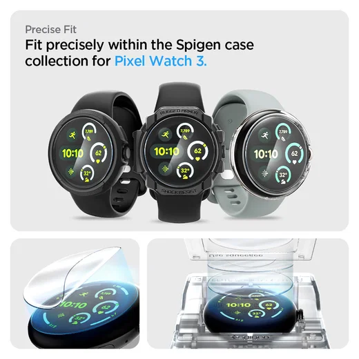 Spigen Eliteshield EZ Fit - Google Pixel Watch 4/3 45MM Screen Protector 2-Pack afbeelding 7