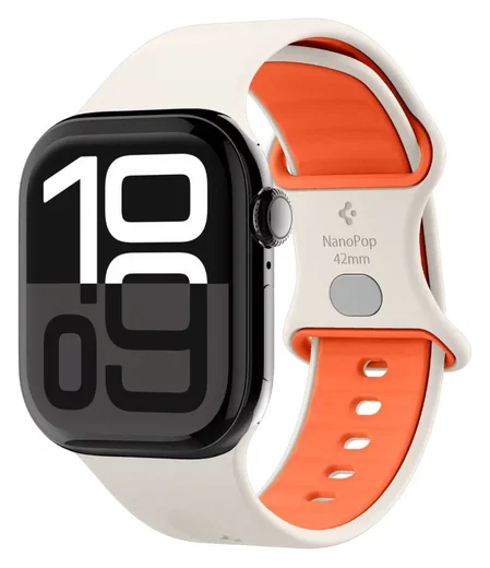 Spigen Nano Pop - Apple Watch 1-10/SE - 42/41/40/38MM Bandje - Oranje Beige afbeelding 1