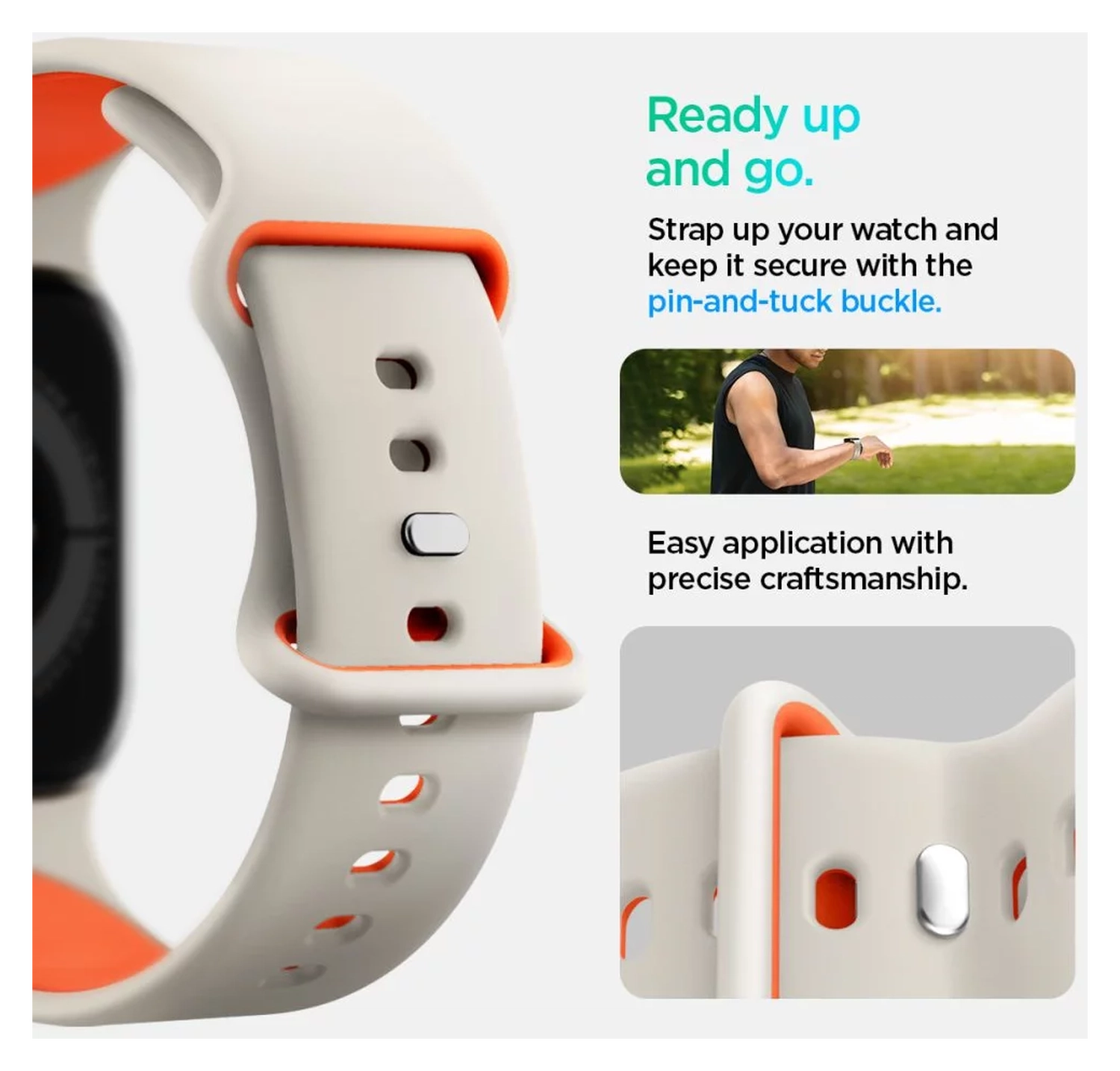 Spigen Nano Pop - Apple Watch 1-10/SE - 42/41/40/38MM Bandje - Oranje Beige afbeelding 2