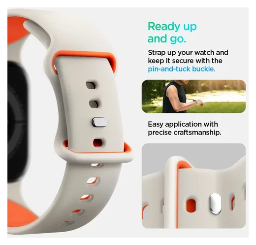 Spigen Nano Pop - Apple Watch 1-10/SE - 42/41/40/38MM Bandje - Oranje Beige afbeelding 2