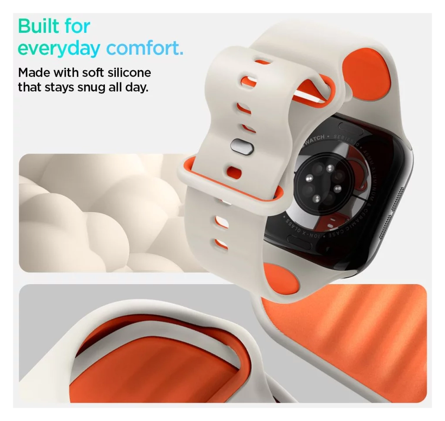 Spigen Nano Pop - Apple Watch 1-10/SE - 42/41/40/38MM Bandje - Oranje Beige afbeelding 3