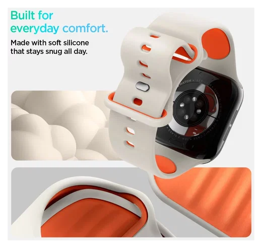 Spigen Nano Pop - Apple Watch 1-10/SE - 42/41/40/38MM Bandje - Oranje Beige afbeelding 3