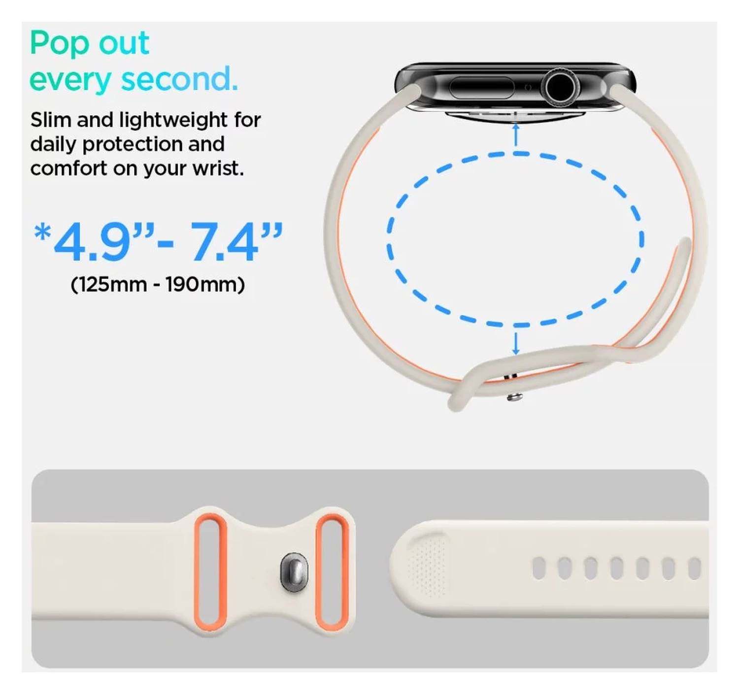 Spigen Nano Pop - Apple Watch 1-10/SE - 42/41/40/38MM Bandje - Oranje Beige afbeelding 5