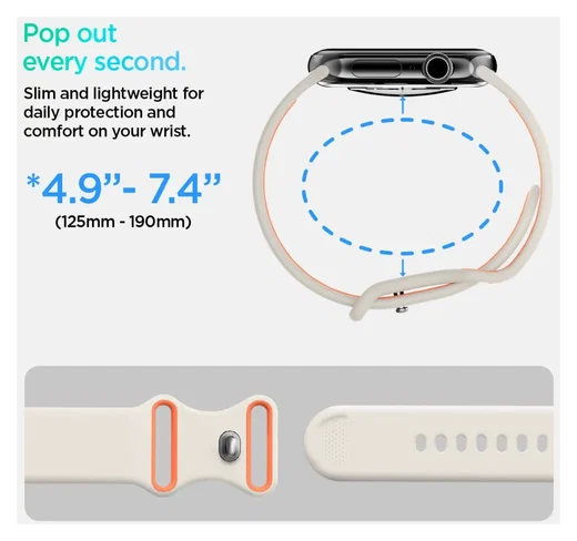 Spigen Nano Pop - Apple Watch 1-10/SE - 42/41/40/38MM Bandje - Oranje Beige afbeelding 5