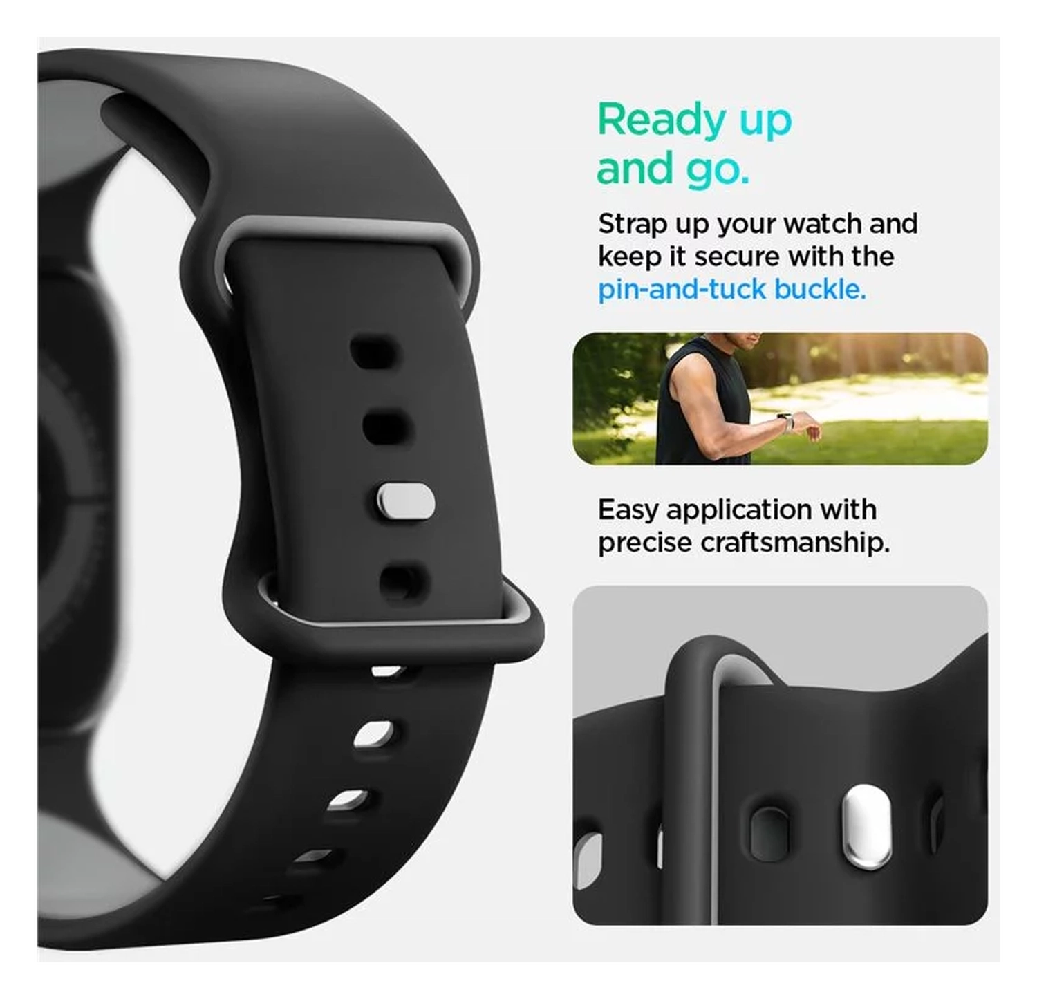 Spigen Nano Pop - Apple Watch 1-10/SE - 42/41/40/38MM Bandje - Zwart afbeelding 2