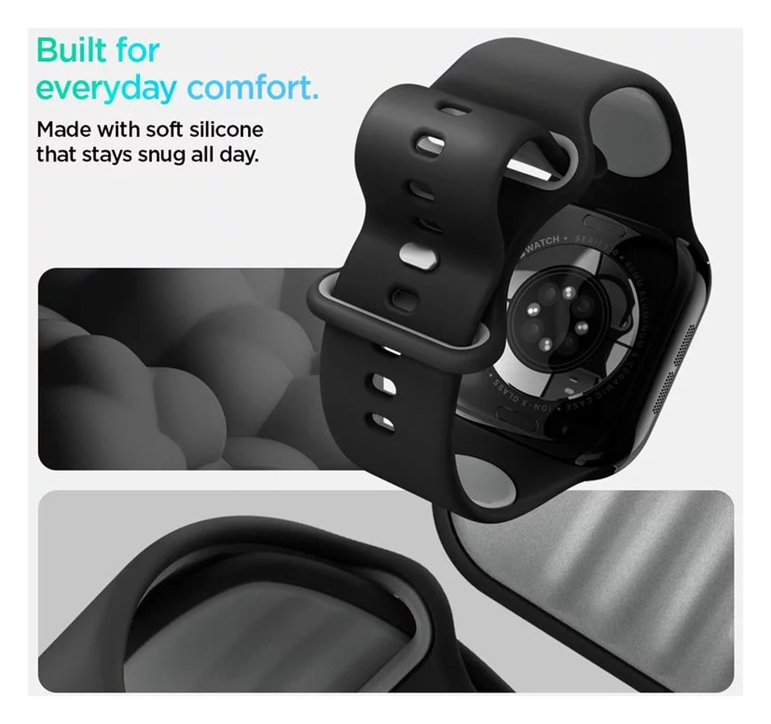 Spigen Nano Pop - Apple Watch 1-10/SE - 42/41/40/38MM Bandje - Zwart afbeelding 3