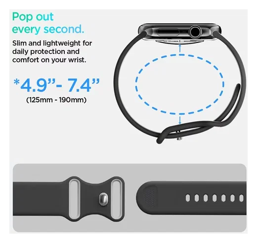 Spigen Nano Pop - Apple Watch 1-10/SE - 42/41/40/38MM Bandje - Zwart afbeelding 5