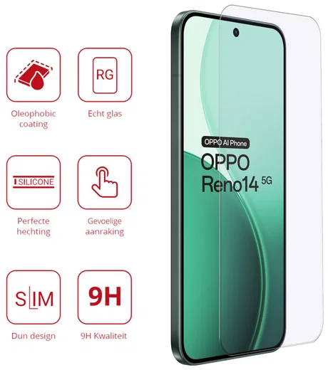 Rosso Oppo Reno 14 9H Tempered Glass Screen Protector afbeelding 2
