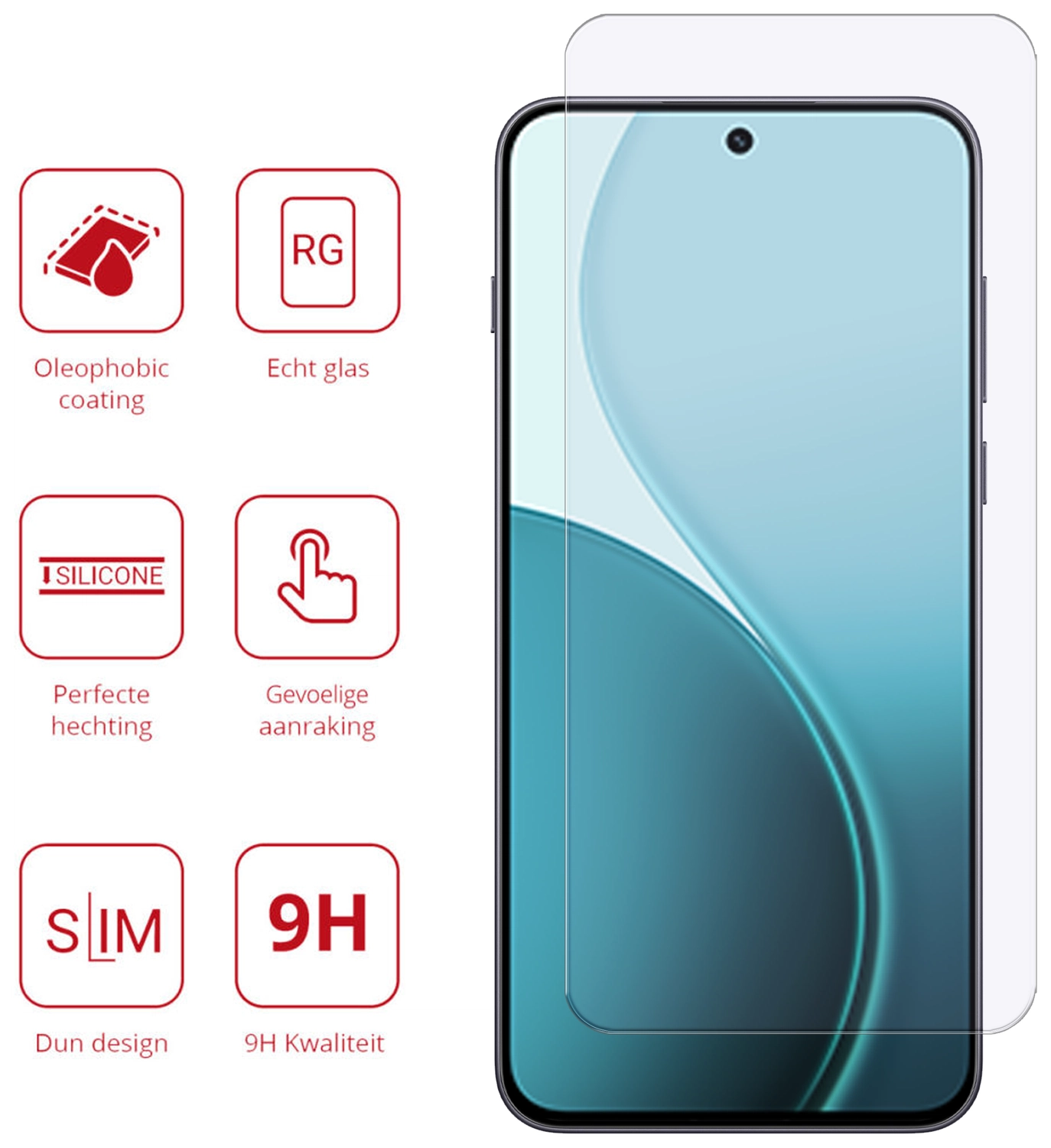 Rosso Oppo Reno 14 F 9H Tempered Glass Screen Protector afbeelding 2