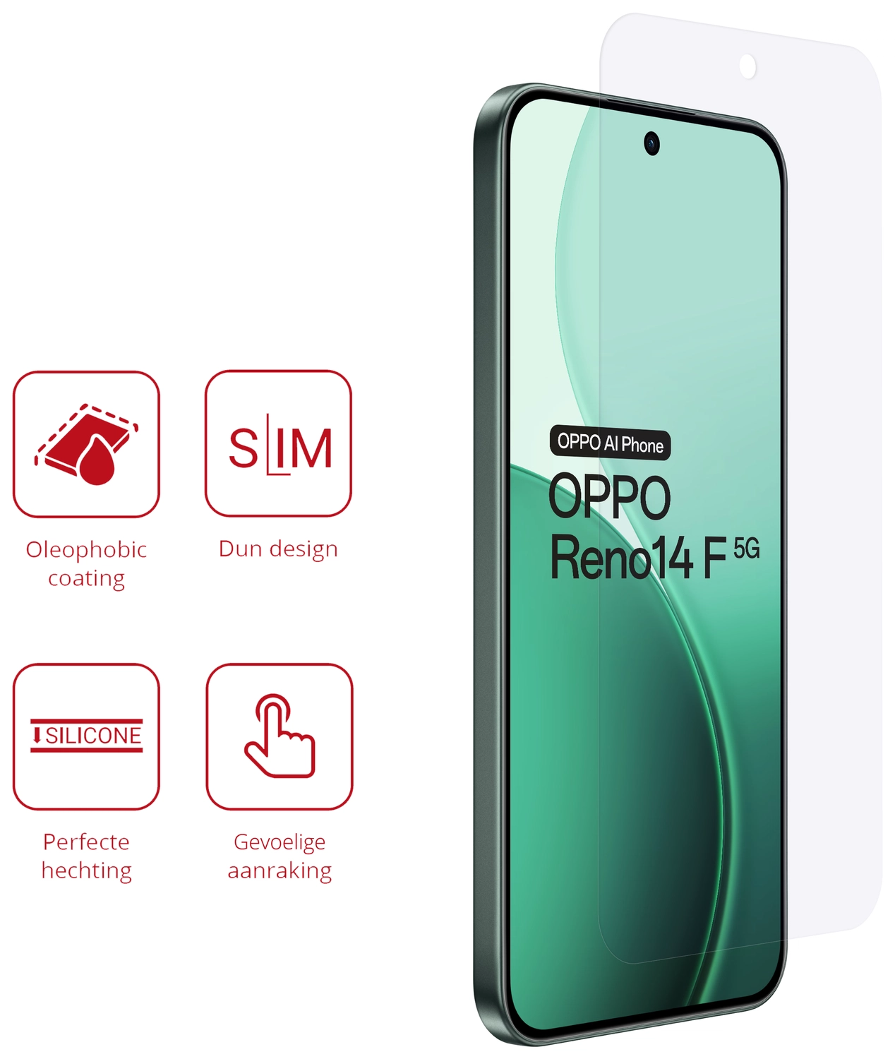 Rosso Oppo Reno 14 F Screen Protector Case Friendly Folie Duo Pack afbeelding 2
