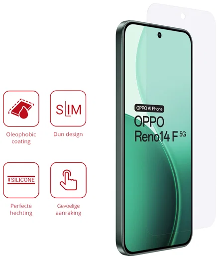 Rosso Oppo Reno 14 F Screen Protector Case Friendly Folie Duo Pack afbeelding 2