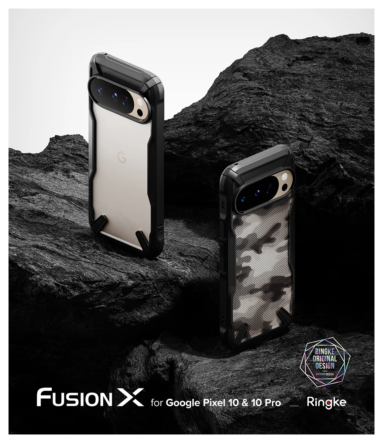 Ringke Fusion X Google Pixel 10 / 10 Pro Hoesje Back Cover Camo Zwart afbeelding 4