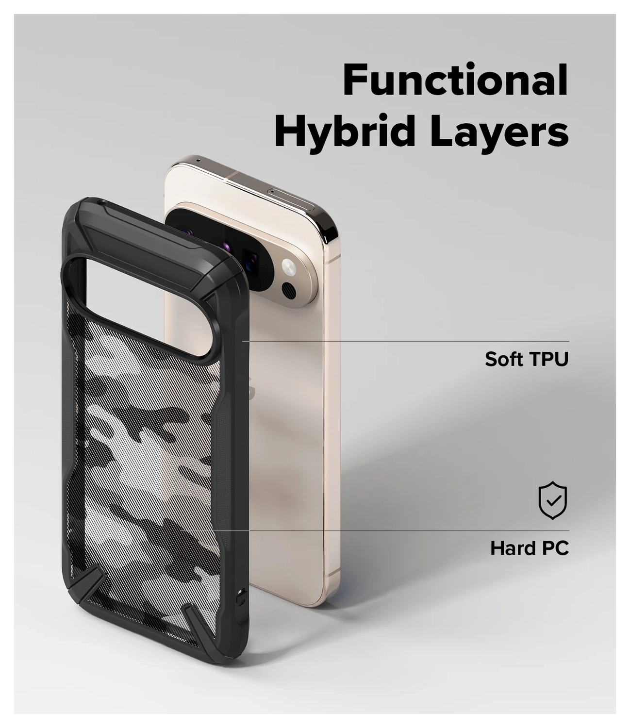 Ringke Fusion X Google Pixel 10 / 10 Pro Hoesje Back Cover Camo Zwart afbeelding 9