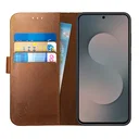 Rosso Deluxe Samsung Galaxy S25 FE Hoesje Echt Leer Book Case Bruin