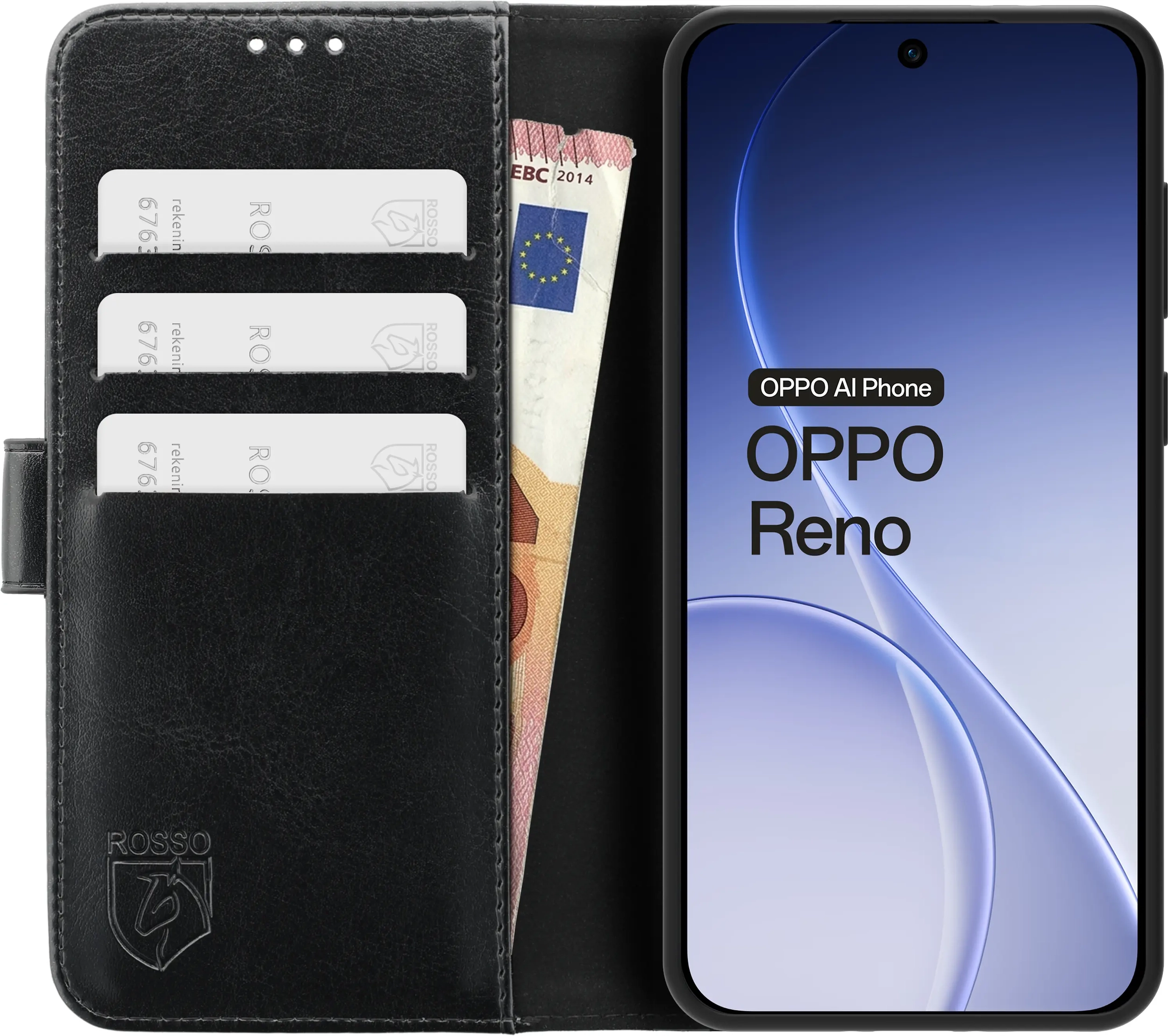 Rosso Element Oppo Reno 14 Pro Hoesje Book Case Wallet Zwart afbeelding 14
