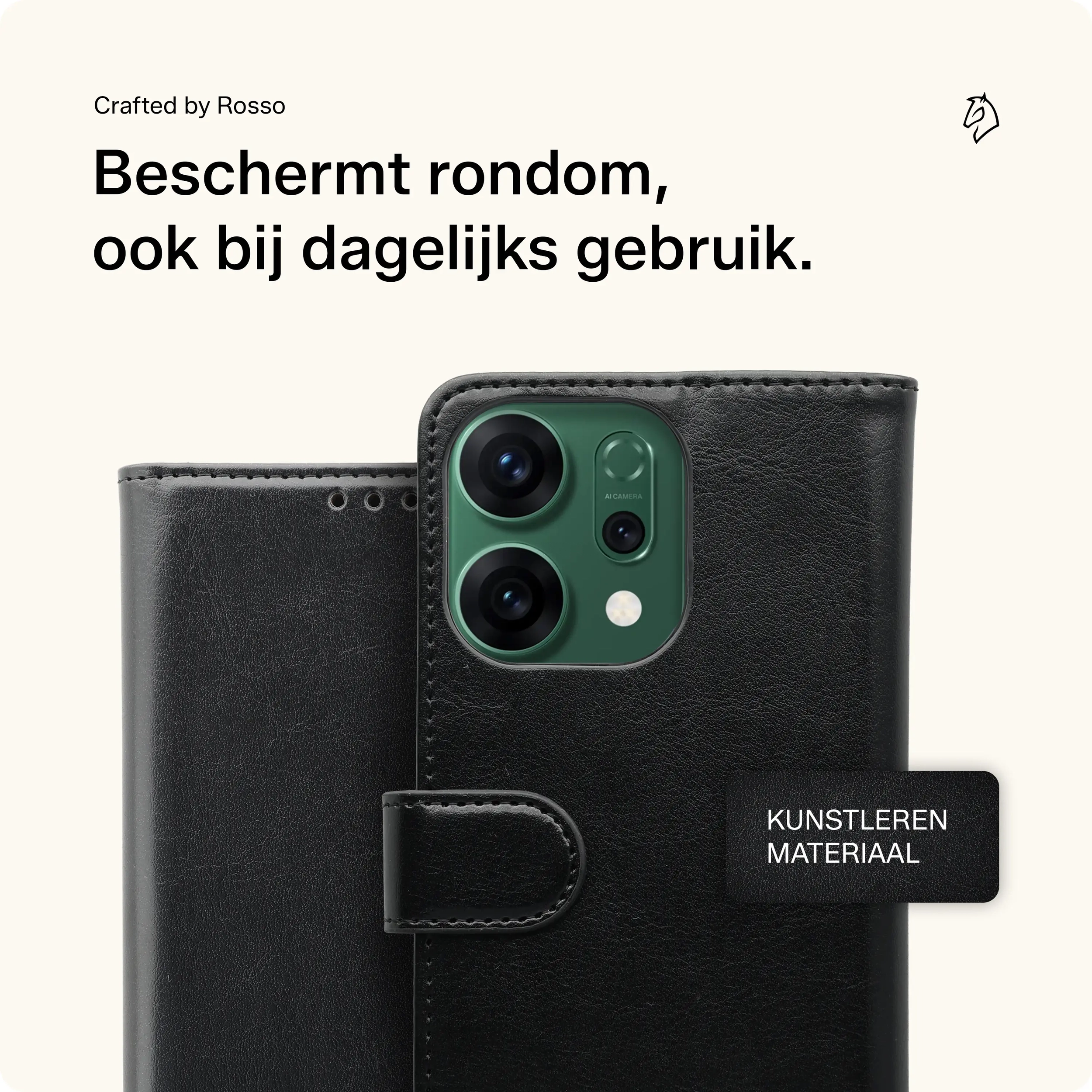 Rosso Element Oppo Reno 14 Pro Hoesje Book Case Wallet Zwart afbeelding 3