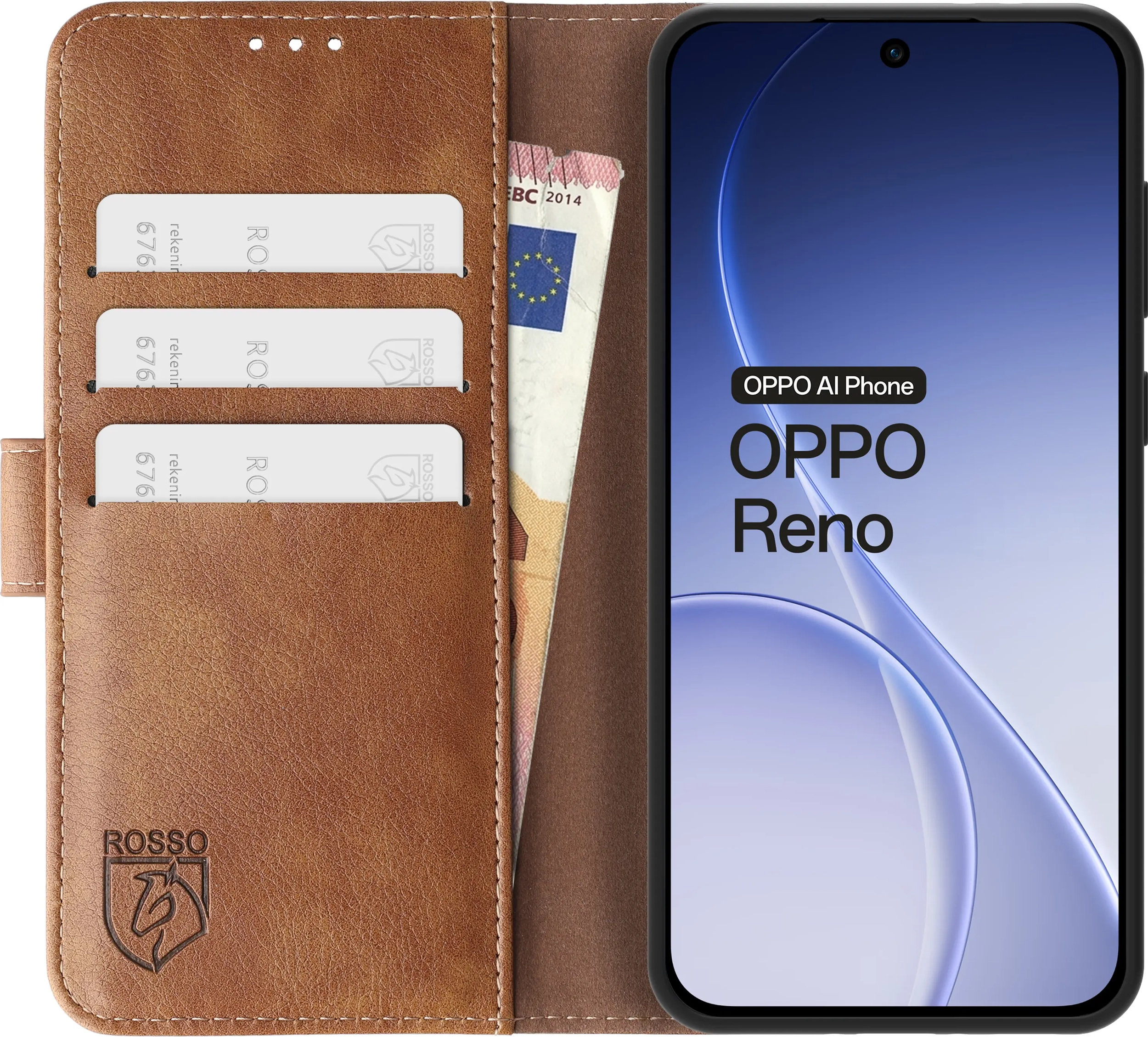 Rosso Element Oppo Reno 14 Pro Hoesje Book Case Wallet Bruin afbeelding 14
