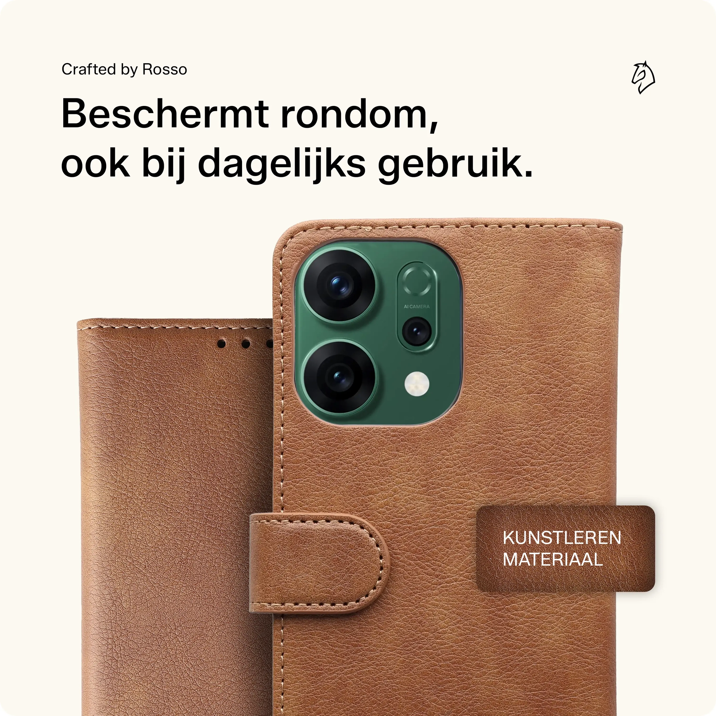 Rosso Element Oppo Reno 14 Pro Hoesje Book Case Wallet Bruin afbeelding 3