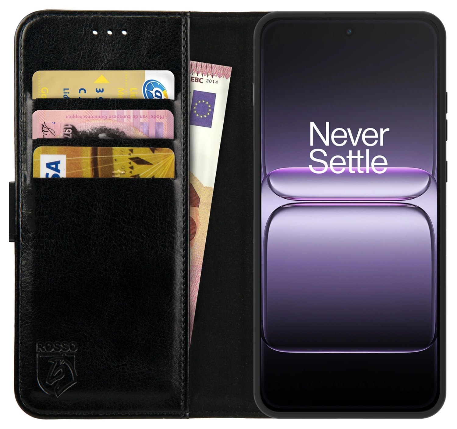Rosso Element OnePlus Nord CE 5 Hoesje Book Case Wallet Zwart afbeelding 1