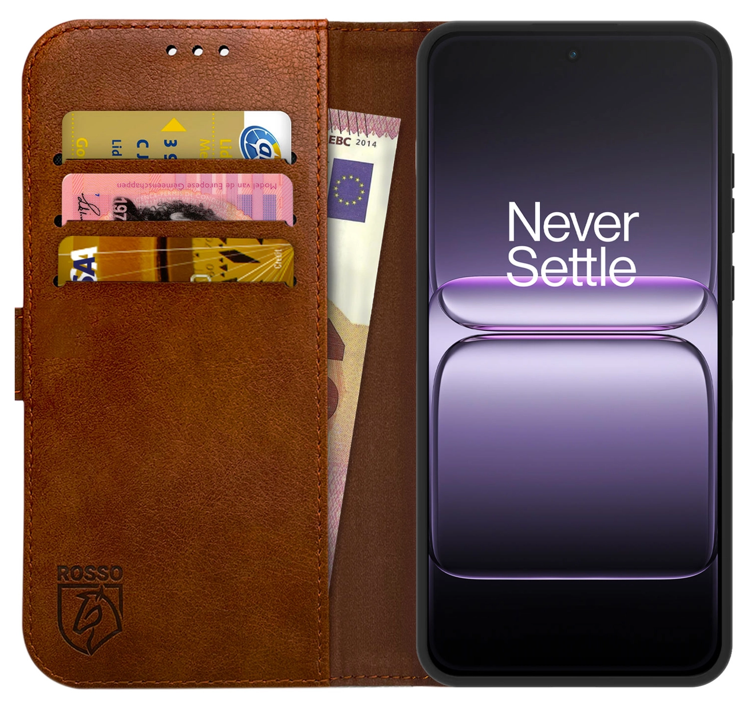 Rosso Element OnePlus Nord CE 5 Hoesje Book Case Wallet Bruin afbeelding 1