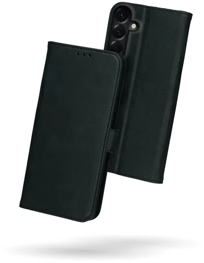 Rosso Deluxe Samsung Galaxy A17 Hoesje Echt Leer Book Case Zwart afbeelding 2