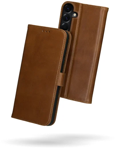 Rosso Deluxe Samsung Galaxy A17 Hoesje Echt Leer Book Case Bruin afbeelding 2