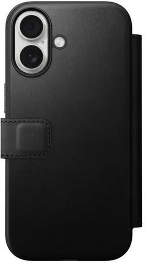 Nomad Modern Leather Folio iPhone 17 Hoesje Book Case MagSafe Zwart afbeelding 1