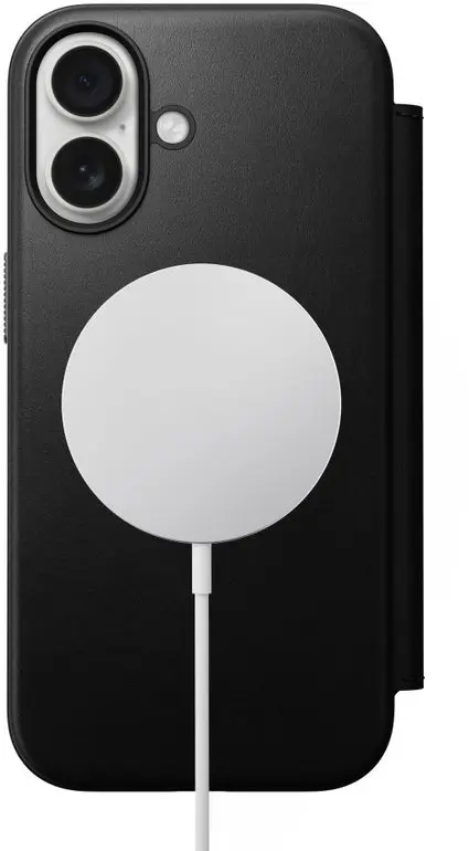Nomad Modern Leather Folio iPhone 17 Hoesje Book Case MagSafe Zwart afbeelding 3