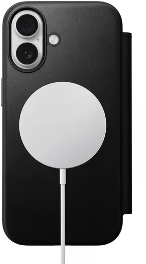 Nomad Modern Leather Folio iPhone 17 Hoesje Book Case MagSafe Zwart afbeelding 3