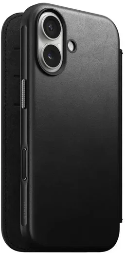 Nomad Modern Leather Folio iPhone 17 Hoesje Book Case MagSafe Zwart afbeelding 2