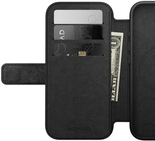 Nomad Modern Leather Folio iPhone 17 Hoesje Book Case MagSafe Zwart afbeelding 8