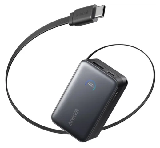Anker Nano (45W) 10.000 mAh Powerbank Vaste USB-C Kabel Zwart