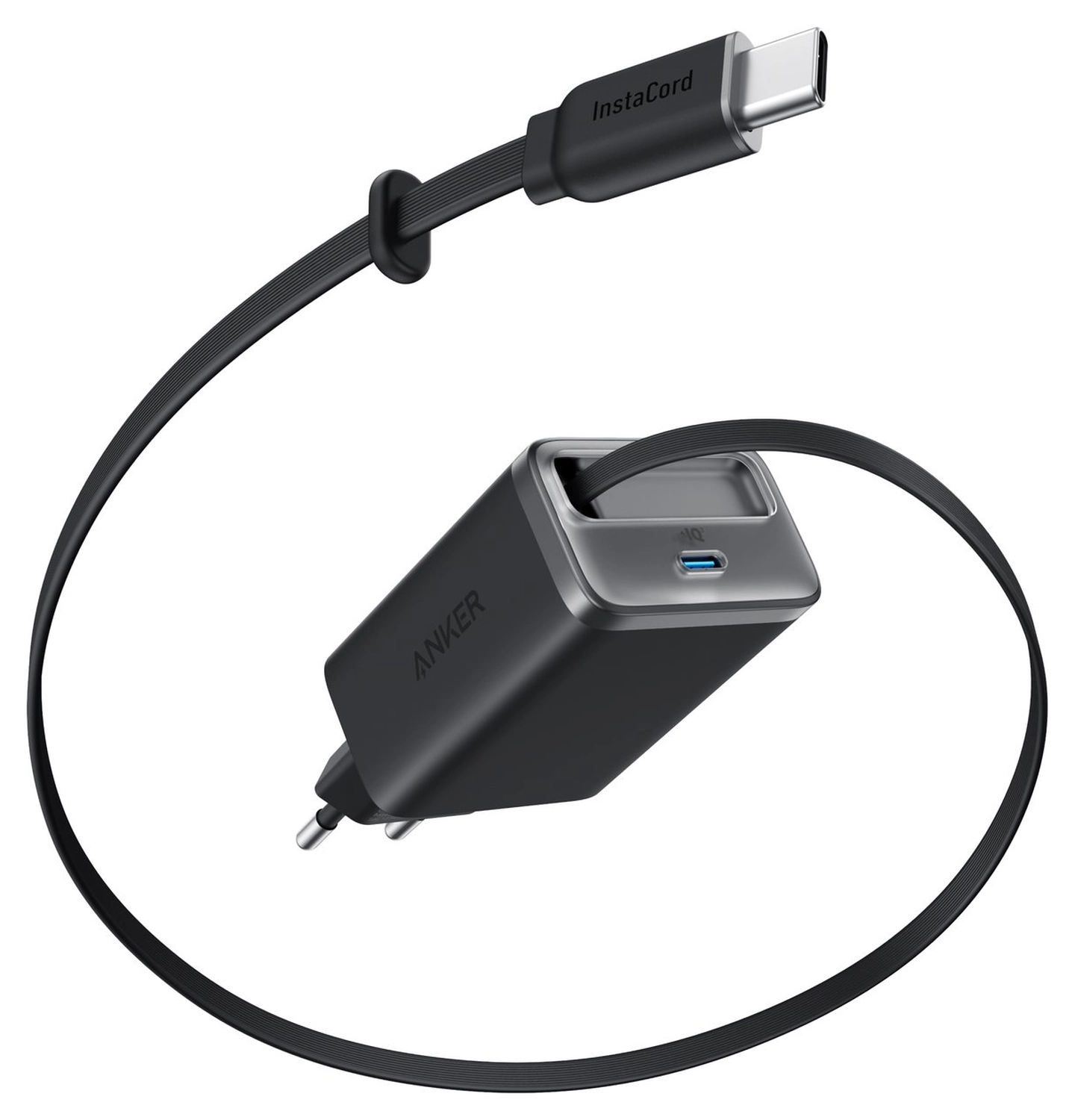 Anker Nano (35W) Oplader met USB-C Poort en Ingebouwde Kabel Zwart afbeelding 1