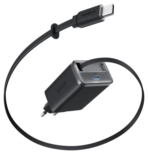 Anker Nano (35W) Oplader met USB-C Poort en Ingebouwde Kabel Zwart afbeelding 1