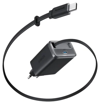 Anker Nano (35W) Oplader met USB-C Poort en Ingebouwde Kabel Zwart