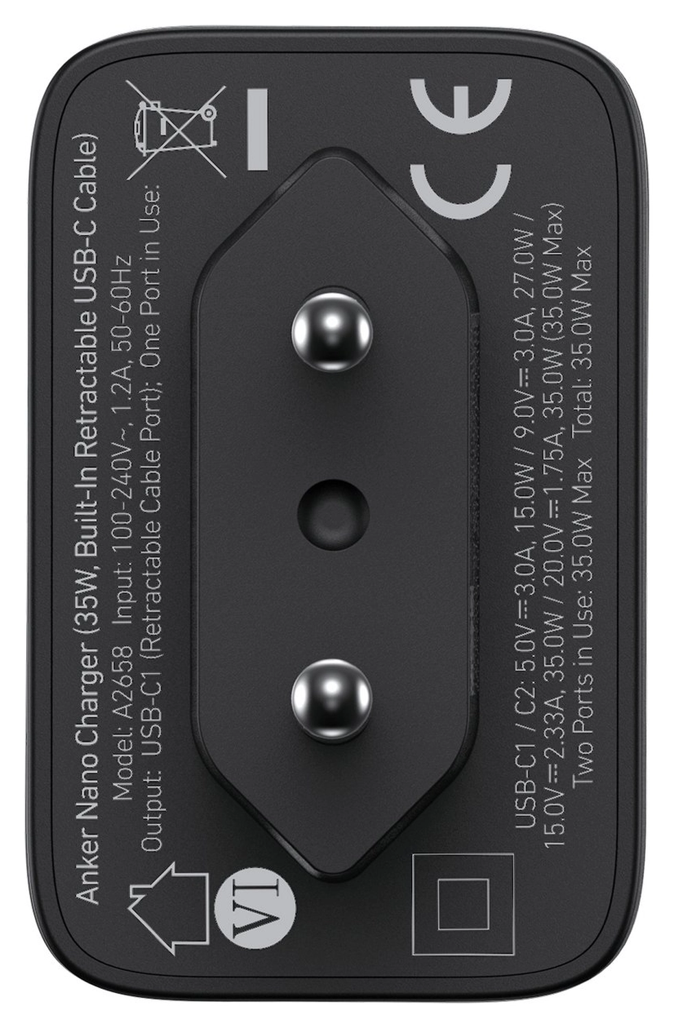 Anker Nano (35W) Oplader met USB-C Poort en Ingebouwde Kabel Zwart afbeelding 9