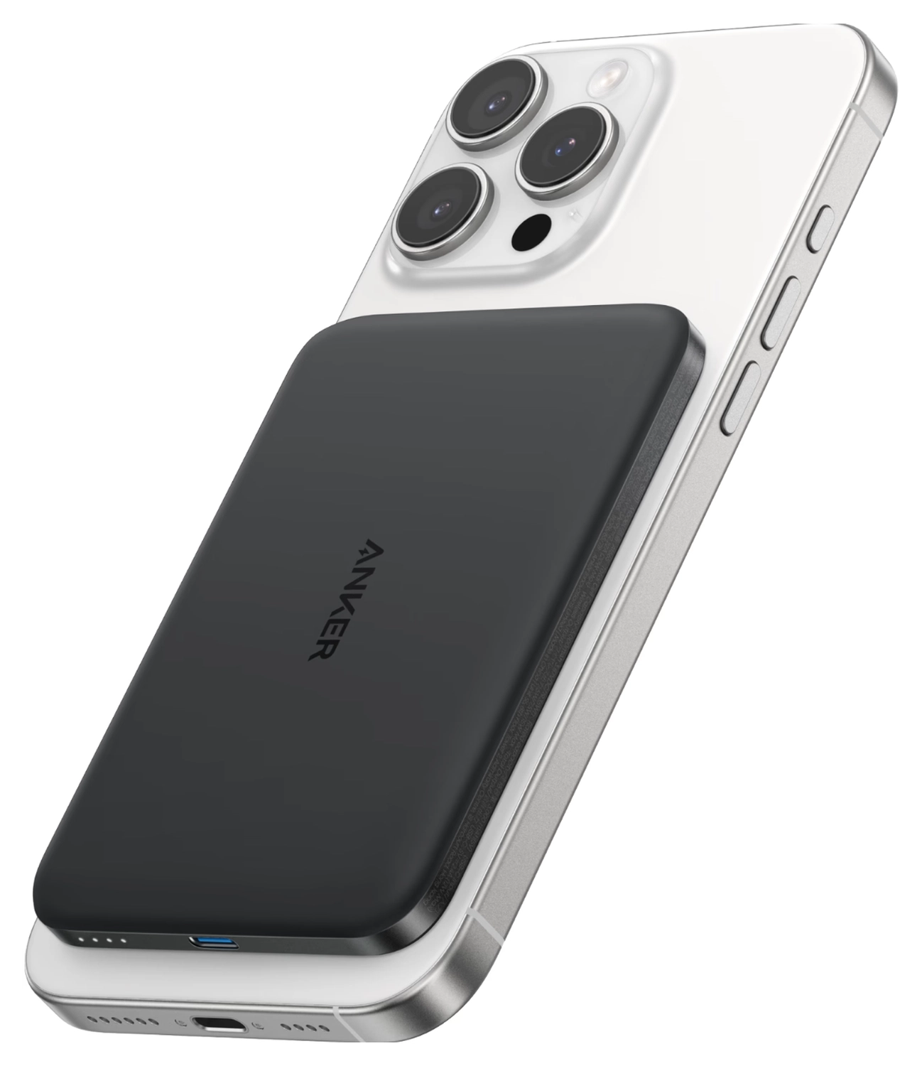 Anker MagGo 15W Slim Qi2 / MagSafe Powerbank met USB-C Poort 5.000mAh Zwart afbeelding 2