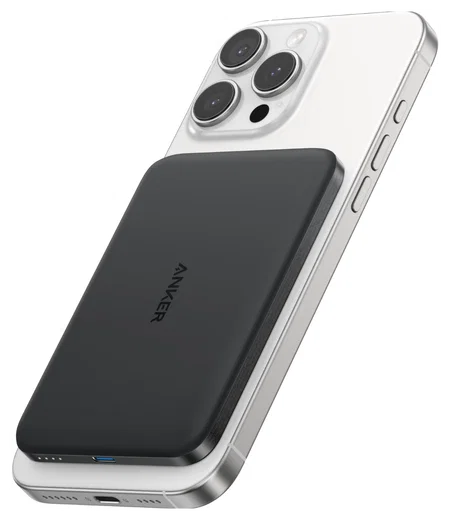 Anker MagGo 15W Slim Qi2 / MagSafe Powerbank met USB-C Poort 5.000mAh Zwart afbeelding 2