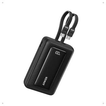 Anker Zolo (30W) 20.000 mAh Powerbank met 2 Ingebouwde MFi USB-C Kabels Zwart
