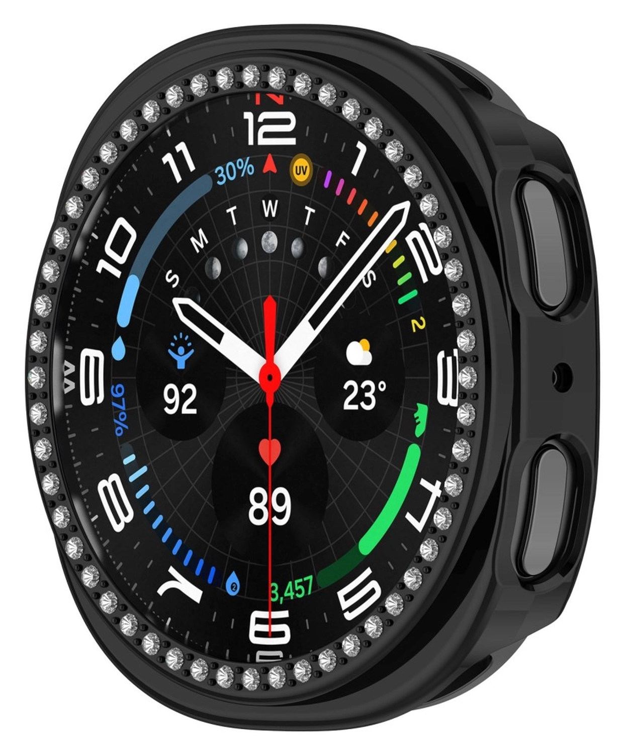 Samsung Galaxy Watch 8 44MM Hoesje - Hard Plastic - Diamant Zwart afbeelding 3