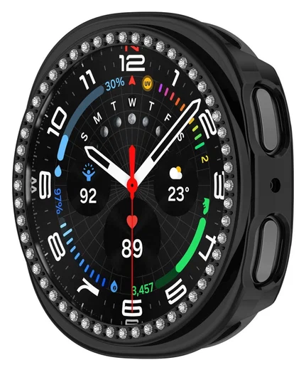 Samsung Galaxy Watch 8 40MM Hoesje - Hard Plastic - Diamant Zwart afbeelding 3